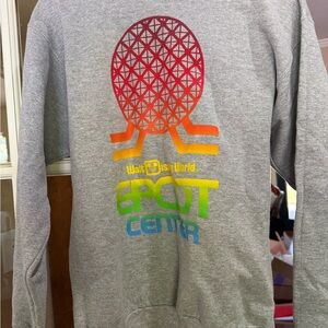 Disney World Sweatshirt Womens Small Gray Long Sleeve Pullover Epcot Graphic